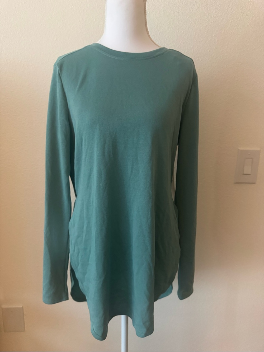 New Long Sleeve Crewneck Top in Seafoam Green